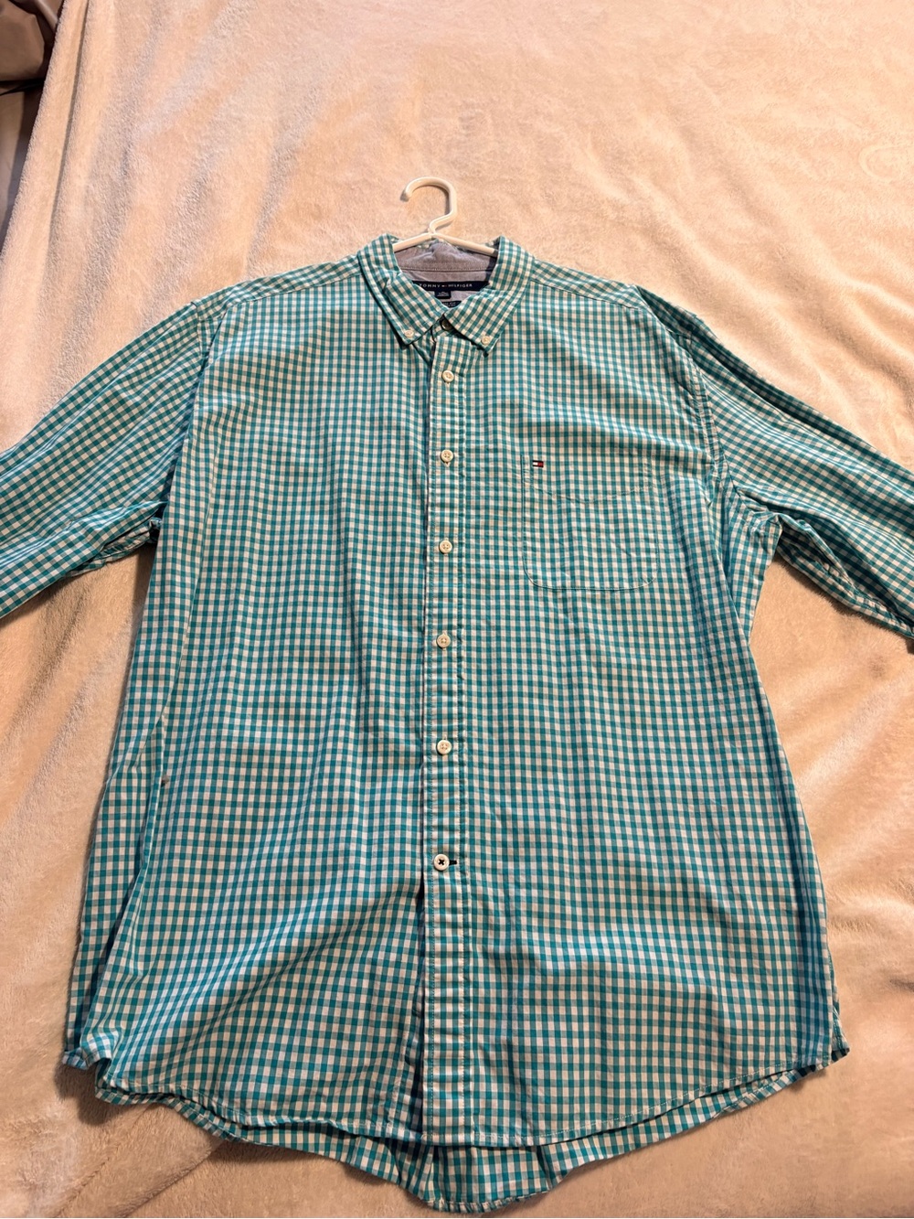 Tommy Hilfiger Teal Gingham Button-Down Shirt